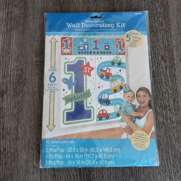 1st Birthday Wall Decorating Kit - 5 Giant Piece Set - Picture 1 of 3